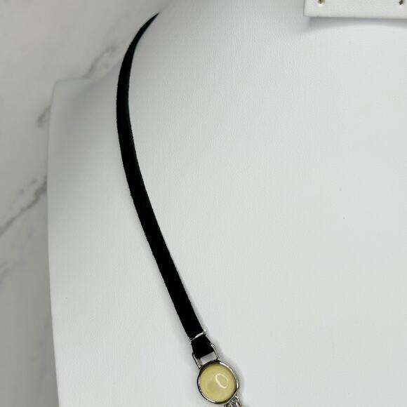 Chico's Cabochon Linear Pendant Black Cord Necklace ✨ - Picture 6 of 8